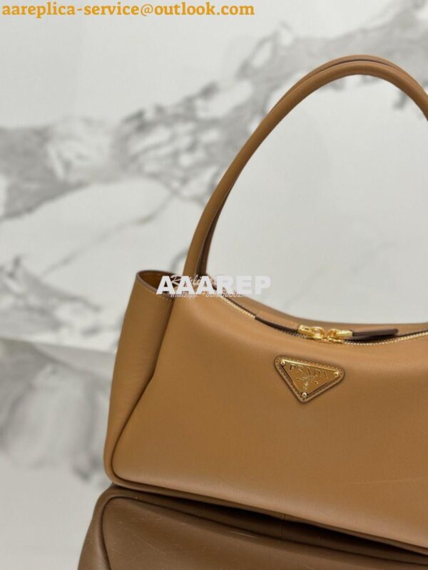 Replica Prada Medium leather handbag 1BA444 Caramel 6