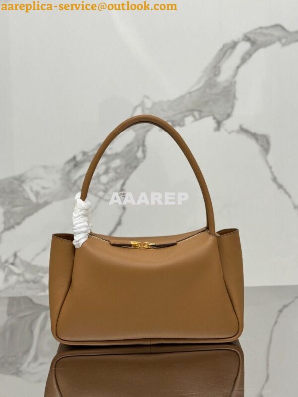 Replica Prada Medium leather handbag 1BA444 Caramel 10