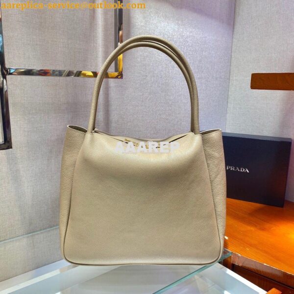 Replica Prada Medium Leather Handbag 1BC142 Beige 10