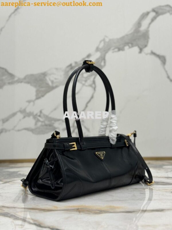 Replica Prada Medium leather shoulder bag 1BA426 Black 5