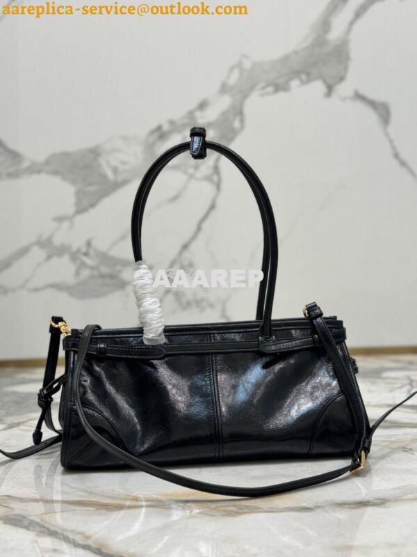 Replica Prada Medium leather shoulder bag 1BA426 Black 10