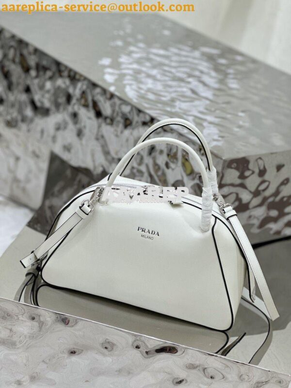 Replica Prada Medium Leather Supernova Handbag 1BA365 White 3