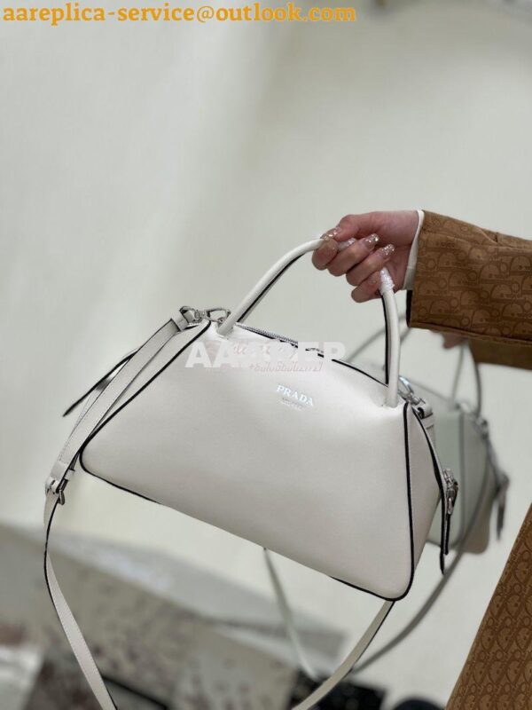 Replica Prada Medium Leather Supernova Handbag 1BA365 White 4