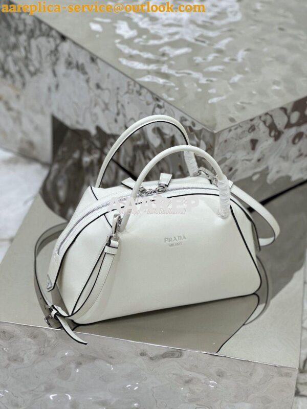 Replica Prada Medium Leather Supernova Handbag 1BA365 White 5