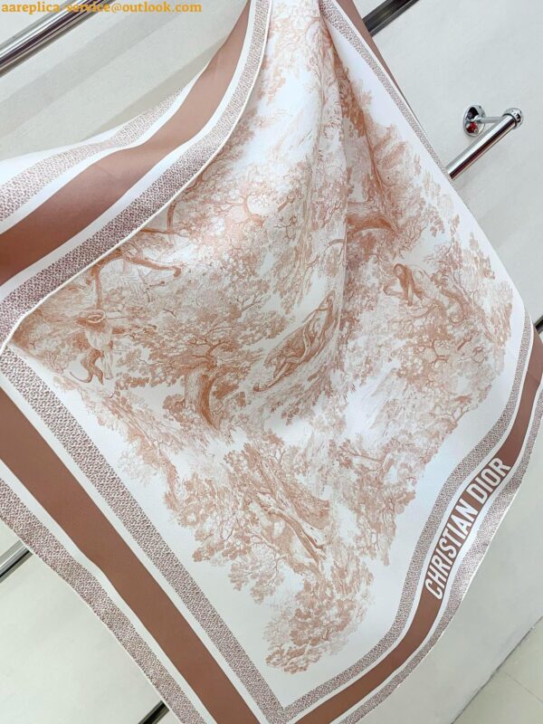 Replica Dior Toile de Jouy Sauvage 90 Square Scarf in Pink Silk Twill 8