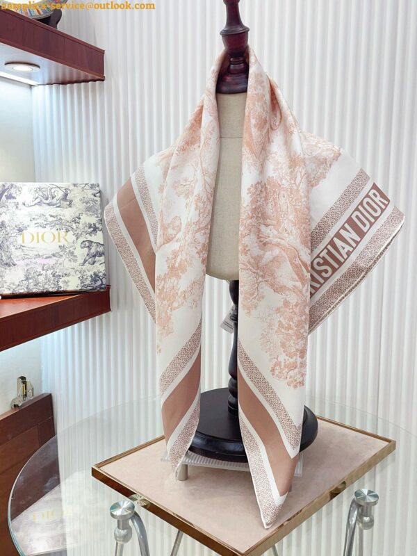 Replica Dior Toile de Jouy Sauvage 90 Square Scarf in Pink Silk Twill 9