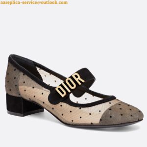 Replica Dior Baby-D Ballet Flats In Black Dotted Swiss