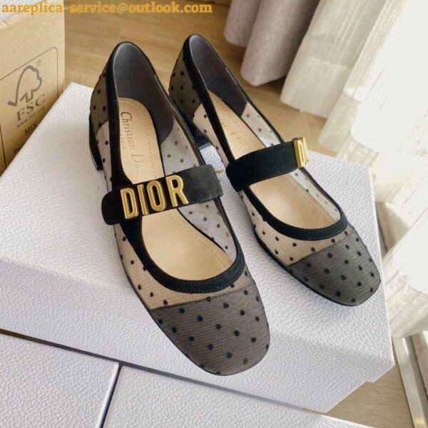 Replica Dior Baby-D Ballet Flats In Black Dotted Swiss 5