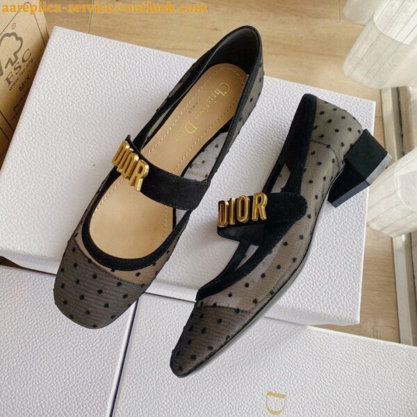 Replica Dior Baby-D Ballet Flats In Black Dotted Swiss 8