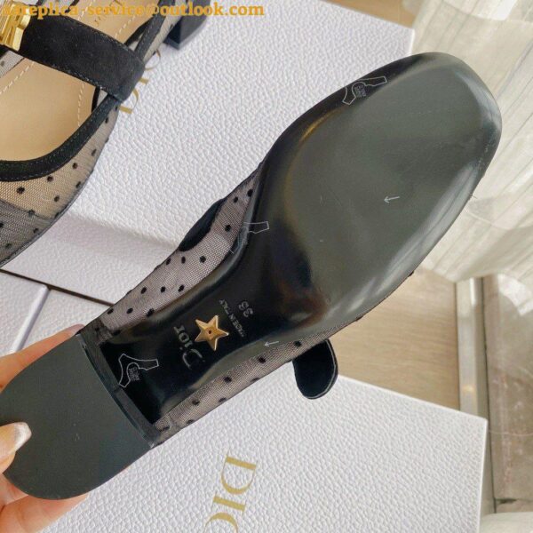 Replica Dior Baby-D Ballet Flats In Black Dotted Swiss 9