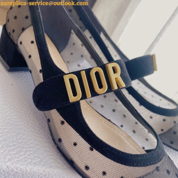 Replica Dior Baby-D Ballet Flats In Black Dotted Swiss 10