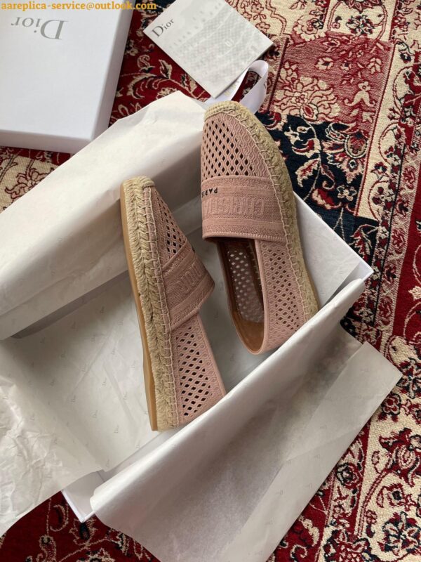 Replica Dior Granville Espadrilles In Nude Mesh Embroidery 6