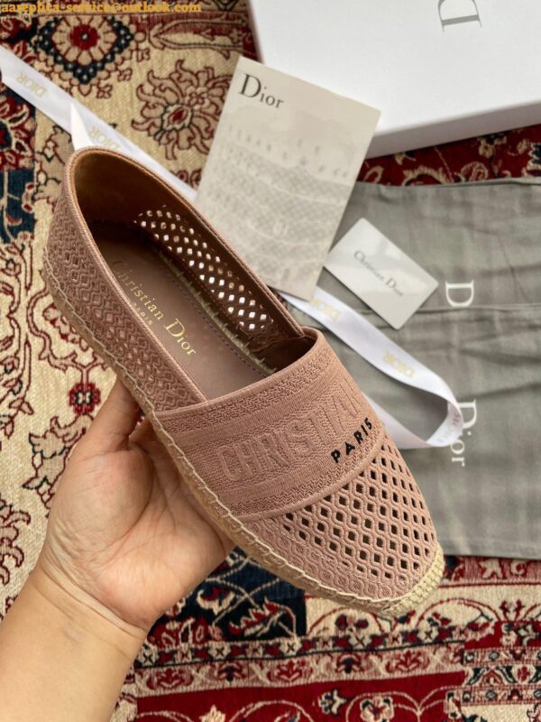 Replica Dior Granville Espadrilles In Nude Mesh Embroidery 8