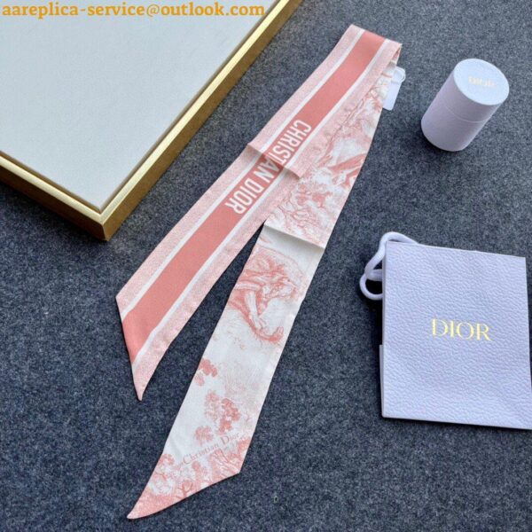 Replica Dior Toile de Jouy Sauvage Mitzah Scarf in Pink Silk Twill 5