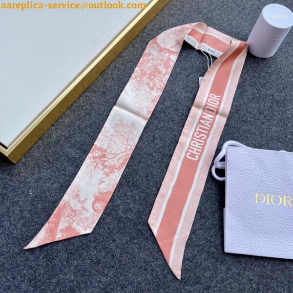 Replica Dior Toile de Jouy Sauvage Mitzah Scarf in Pink Silk Twill 8