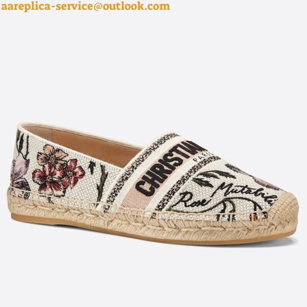 Replica Dior Granville Espadrilles In Rosa Mutabilis Embroidered Cotton 3