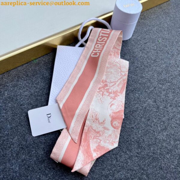 Replica Dior Toile de Jouy Sauvage Mitzah Scarf in Pink Silk Twill 8