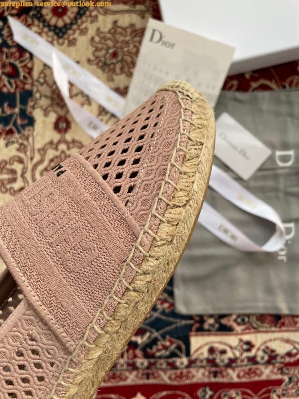 Replica Dior Granville Espadrilles In Nude Mesh Embroidery 13