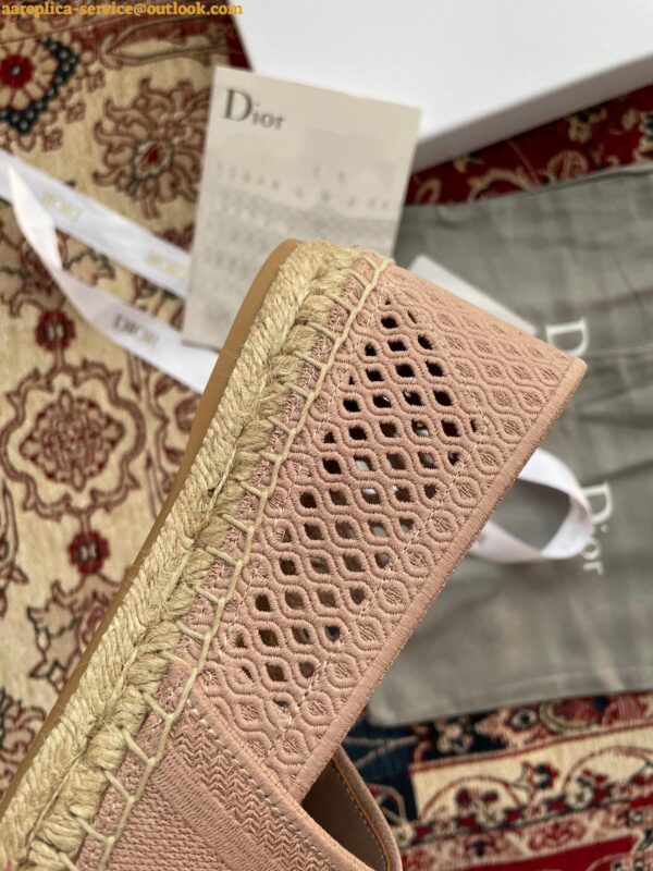 Replica Dior Granville Espadrilles In Nude Mesh Embroidery 15