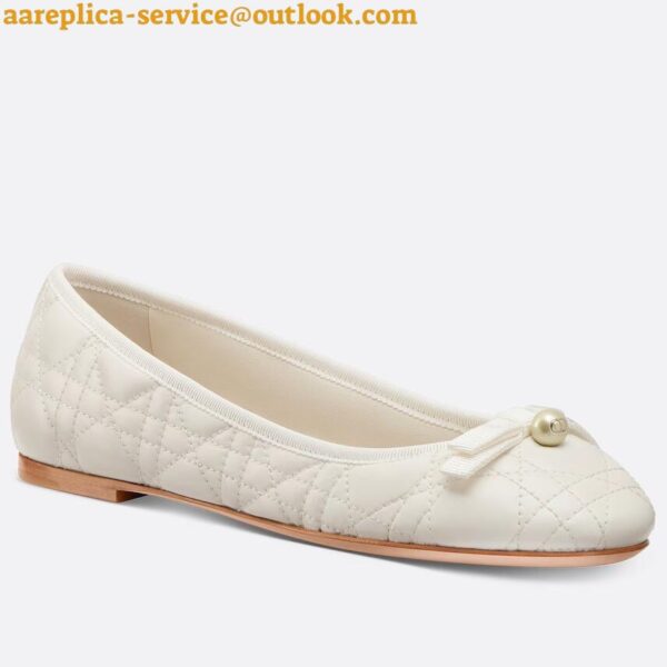 Replica Dior Ballerina Flats in White Quilted Cannage Calfskin 3