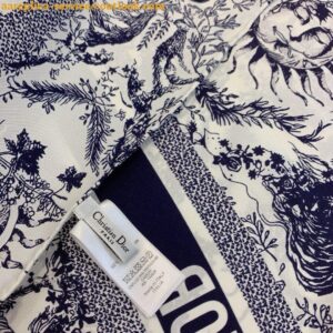 Replica Dior Toile de Jouy Soleil 90 Square Scarf in Blue and White Silk