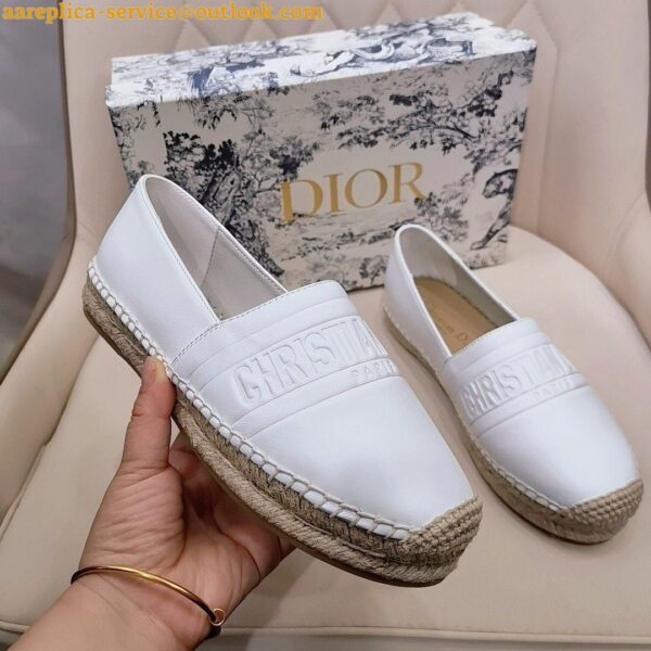 Replica Dior Granville Espadrilles In White Embossed Lambskin 7