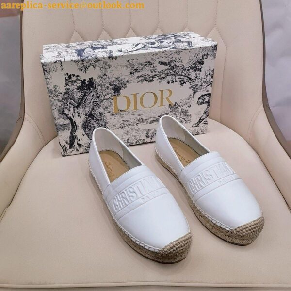 Replica Dior Granville Espadrilles In White Embossed Lambskin 9