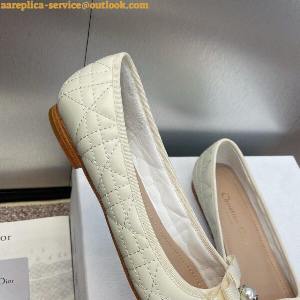 Replica Dior Ballerina Flats in White Quilted Cannage Calfskin 12