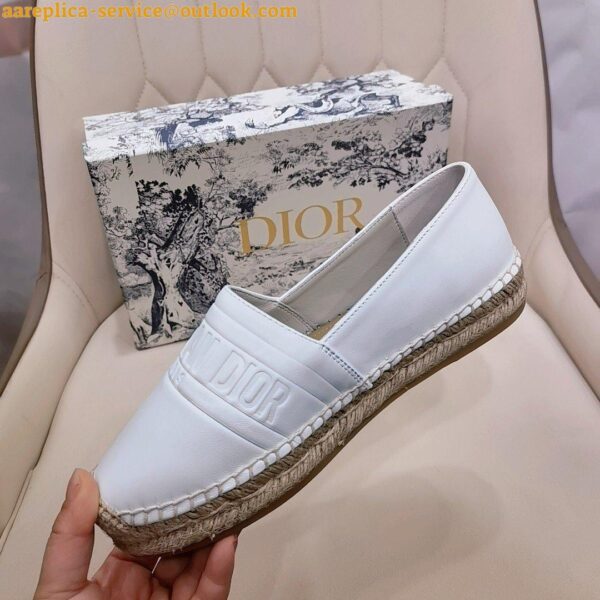 Replica Dior Granville Espadrilles In White Embossed Lambskin 11