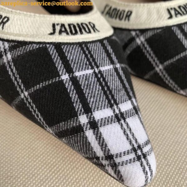 Replica Dior J'Adior Ballet Flats In Black and White Tartan Fabric 10