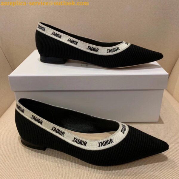 Replica Dior J'Adior Embroidered Ballet Flats In Black Technical Canvas 6