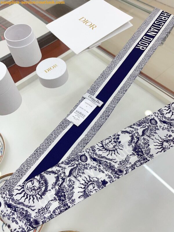 Replica Dior Toile de Jouy Soleil Mitzah Scarf in Blue Silk Twill 5