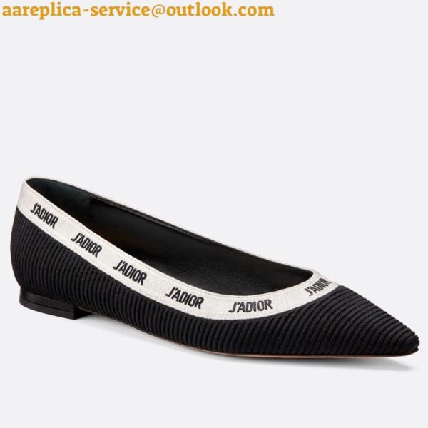 Replica Dior J'Adior Embroidered Ballet Flats In Black Technical Canvas 10