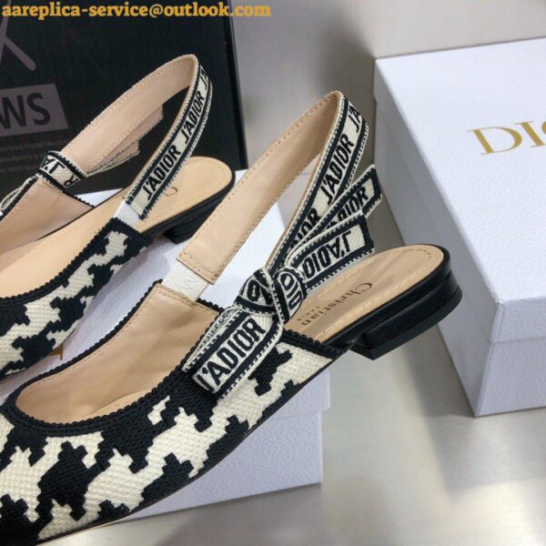 Replica Dior J'Adior Slingback Ballerina Flats In Black Houndstooth Embroidery 6