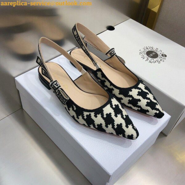 Replica Dior J'Adior Slingback Ballerina Flats In Black Houndstooth Embroidery 8