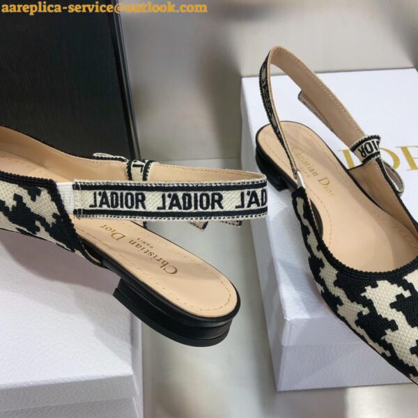 Replica Dior J'Adior Slingback Ballerina Flats In Black Houndstooth Embroidery 9