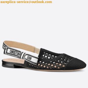 Replica Dior J'Adior Slingback Ballerina Flats In Black Mesh Cannage Embroidery