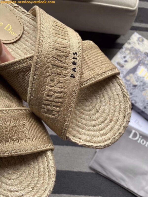 Replica Dior Granville Espadrilles Sandals In Beige Embroidered Cotton 24