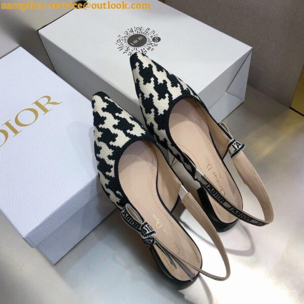 Replica Dior J'Adior Slingback Ballerina Flats In Black Houndstooth Embroidery 11