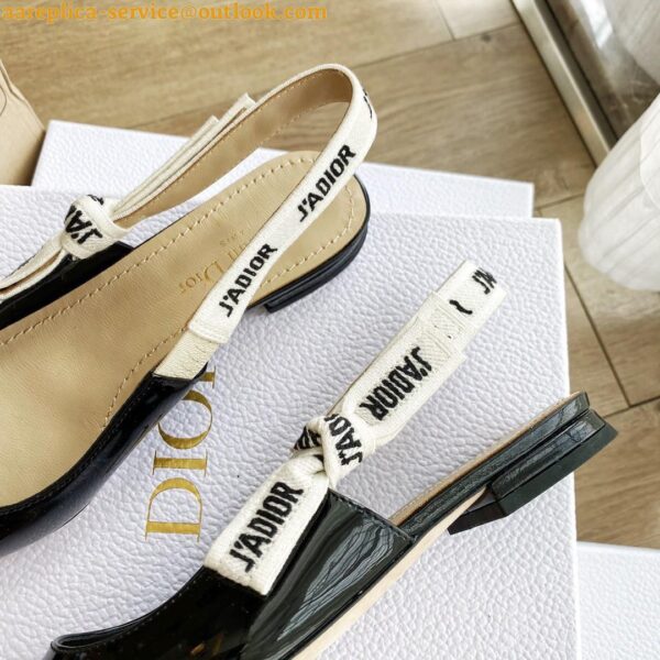 Replica Dior J'Adior Slingback Ballerina Flats In Black Patent Leather 5