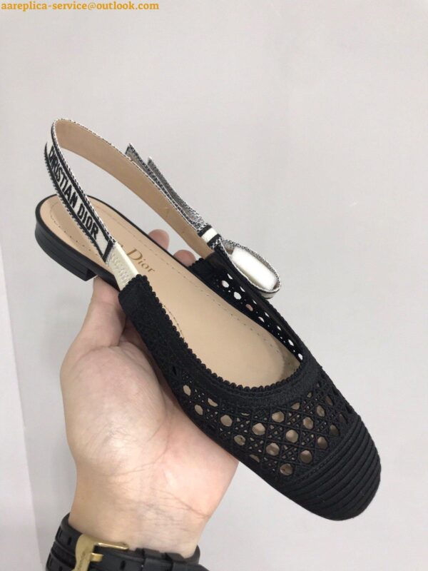 Replica Dior J'Adior Slingback Ballerina Flats In Black Mesh Cannage Embroidery 11