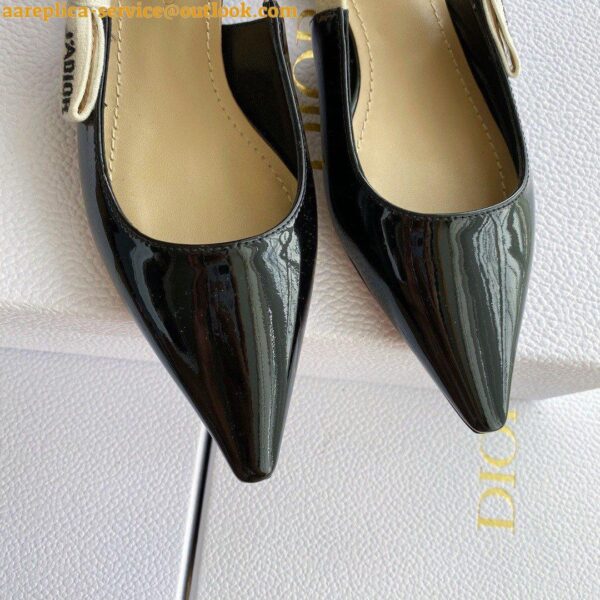 Replica Dior J'Adior Slingback Ballerina Flats In Black Patent Leather 7