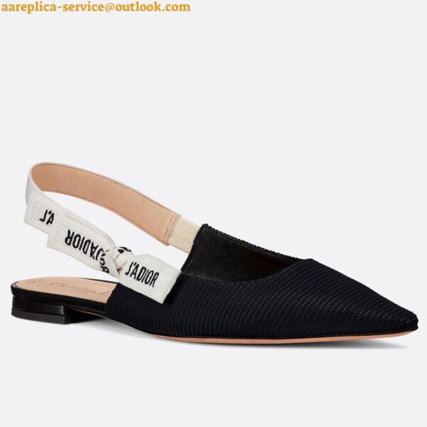 Replica Dior J'Adior Slingback Ballerina Flats In Black Technical Canvas 5