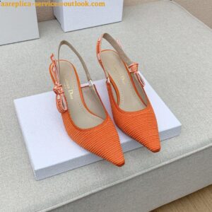 Replica Dior J'Adior Slingback Pumps 65mm In Orange Cotton Embroidery