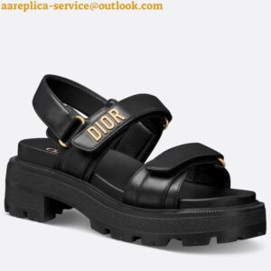 Replica Dior Dioract Platform Sandals in Black Lambskin