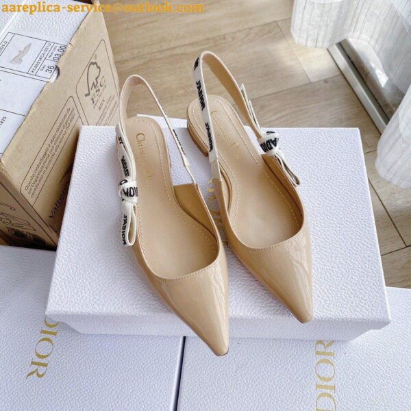 Replica Dior J'Adior Slingback Ballerina Flats In Nude Patent Leather 5