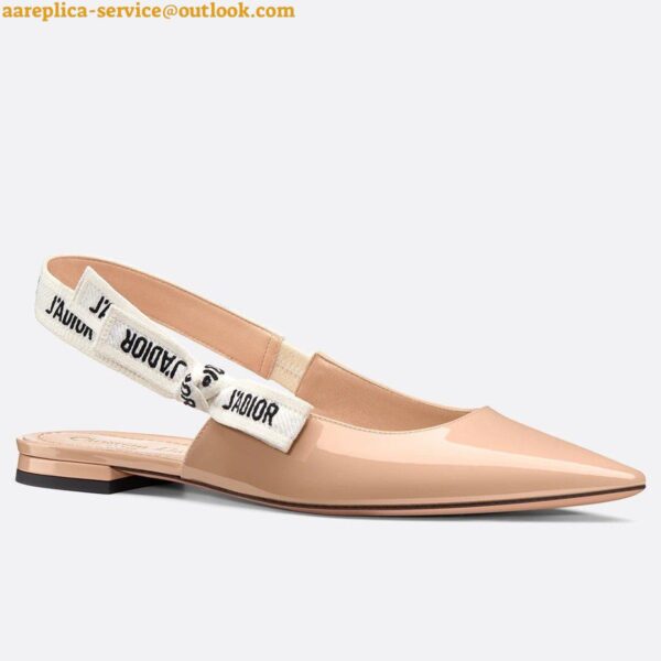 Replica Dior J'Adior Slingback Ballerina Flats In Nude Patent Leather 7