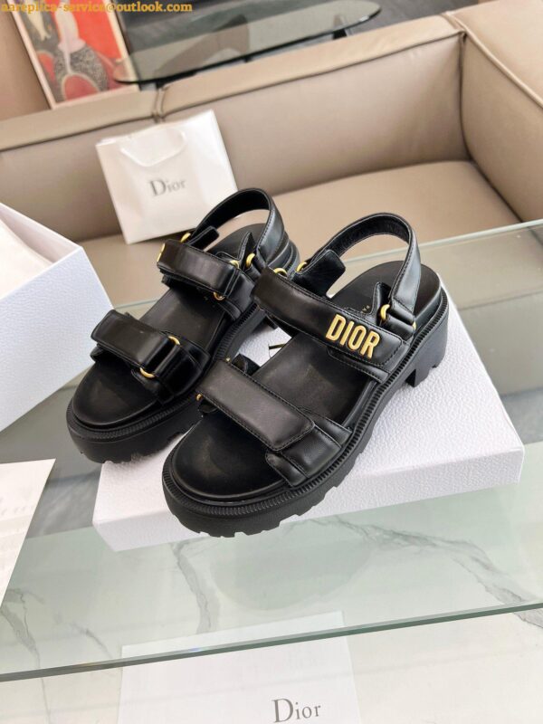 Replica Dior Dioract Platform Sandals in Black Lambskin 7