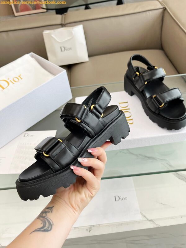 Replica Dior Dioract Platform Sandals in Black Lambskin 8