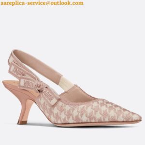 Replica Dior J'Adior Slingback Pumps 65mm In Pink Houndstooth Embroidery